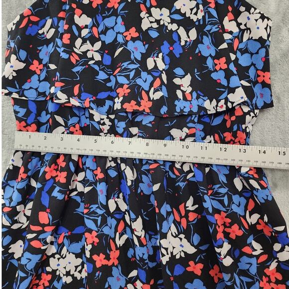 Elle Dress Womens M Black Blue Pink Floral Tiered Ruffled Sundress Flowy Preppy - Picture 9 of 11